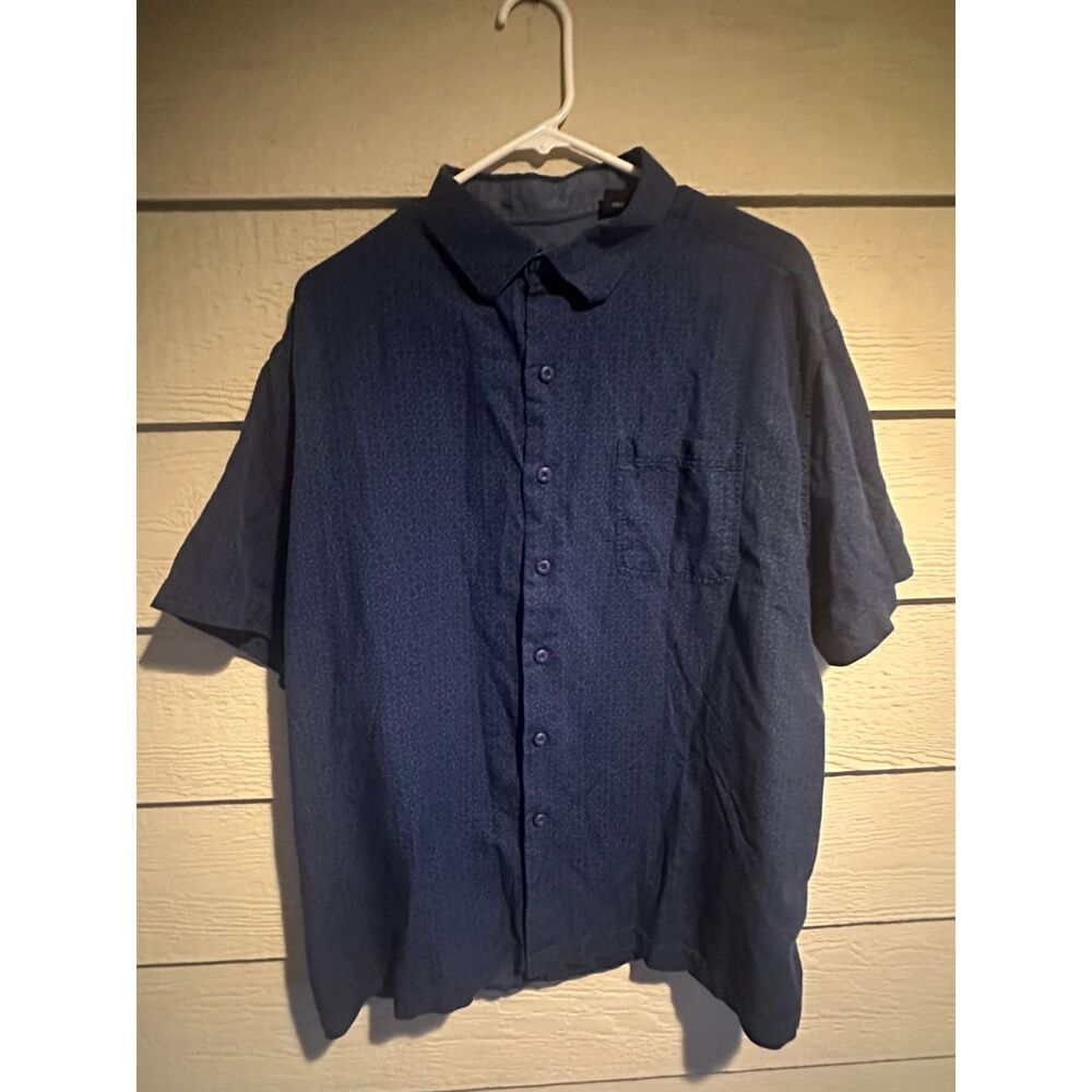 Nat Nast Luxury Originals Silk Cotton Geometric Tile Camp Button Down Blue XL